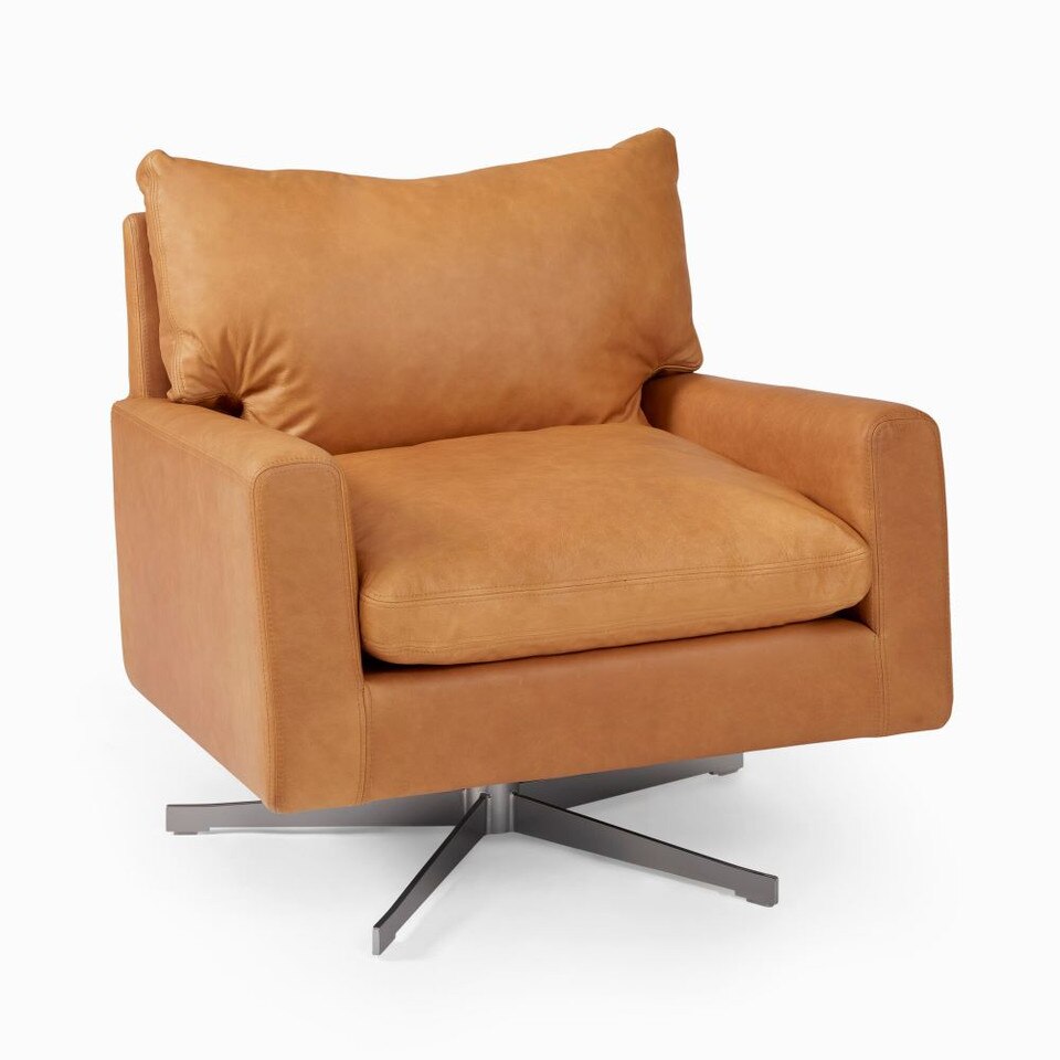 Nelson Leather Swivel Chair West Elm Australia